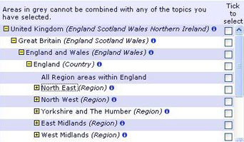 Area list - regions
