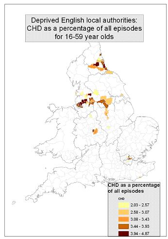 Image of Deprived English Local Authorities with CHD Map